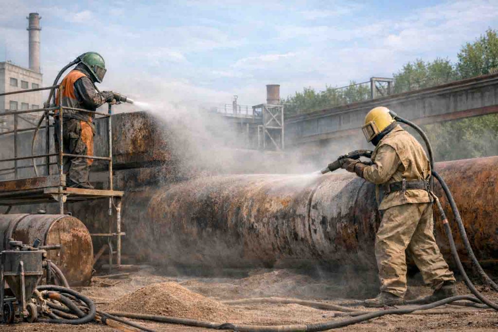 Нюансы пескоструйной очистки промышленных объектов — Промышленный альпинизм АЛЬП96