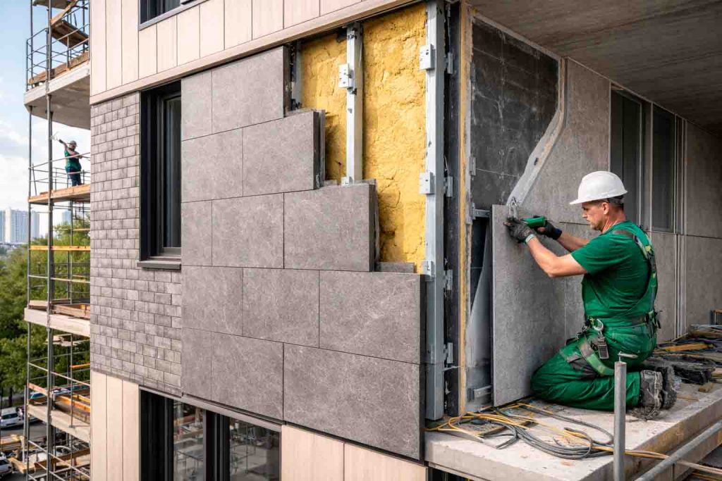 Нюансы вентилируемого фасада: устройство, ошибки, цена — Промышленный альпинизм АЛЬП96